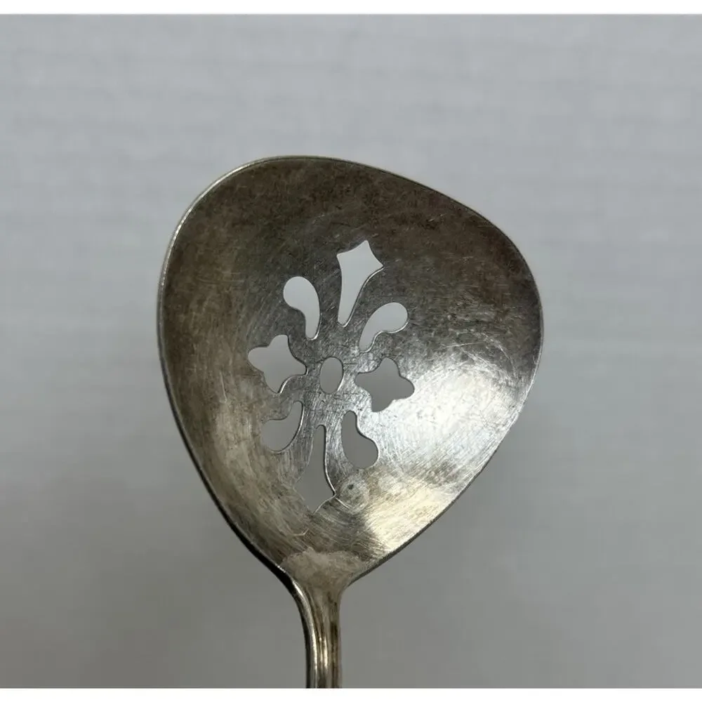 National Silver Silverplate Bonbon, Nut, Olive Pierced Spoon King Edward Pattern